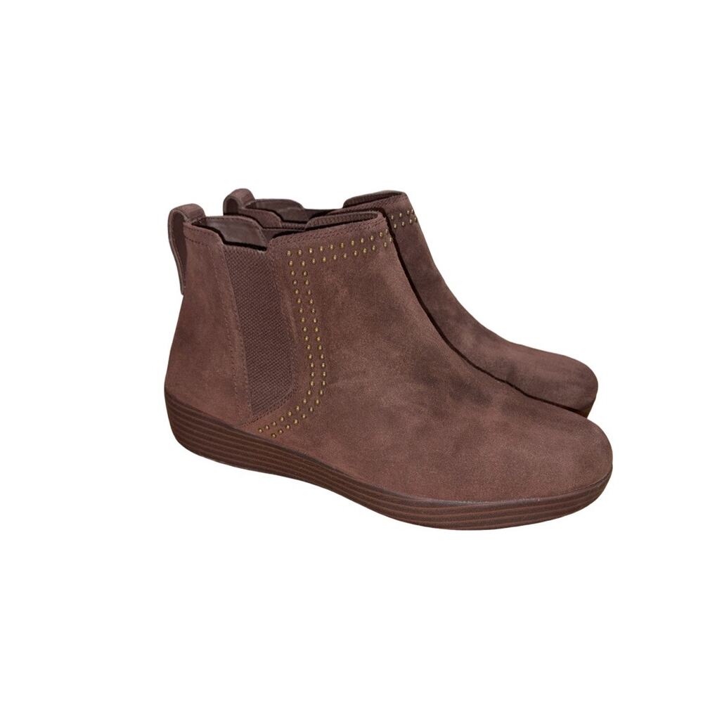 FitFlop Superchelsea Brown Suede Leather Studded Boots   Size: US 9